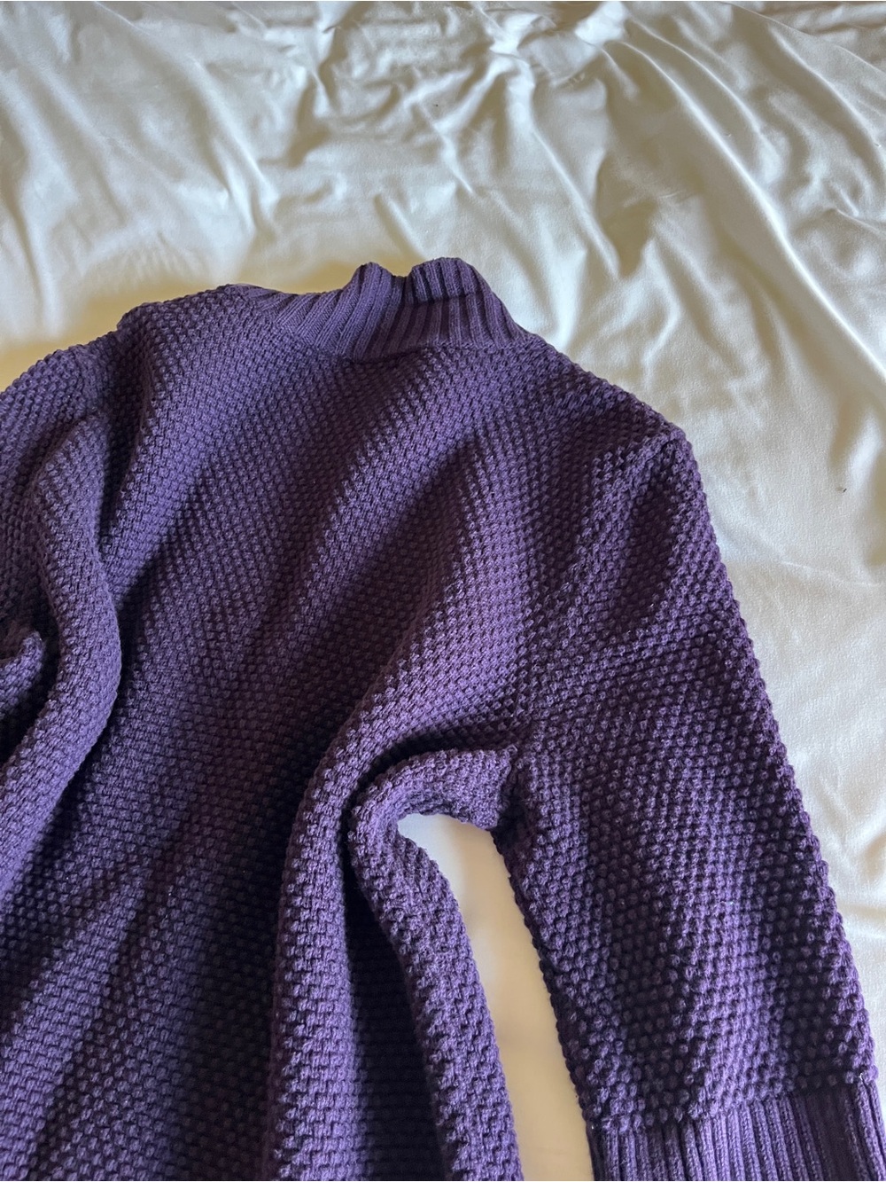 Chaps Purple 100% Cotton Chunky Knit Button Up Cardigan Sweater XL - Picture 12 of 16